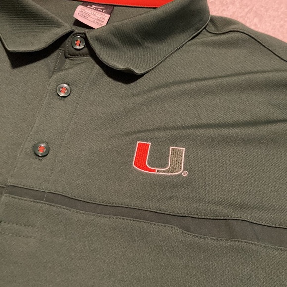 Nike Dri-Fit University of Miami Hurricanes green polyester polo shirt Size XXL - Picture 2 of 5
